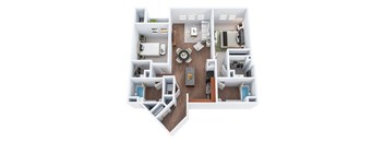 B2-4- Two Bedroom Two Bathroom Floor Plan at The Confluence at Norwalk, Norwalk