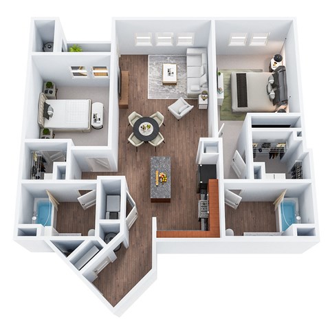 B2-4- Two Bedroom Two Bathroom Floor Plan at The Confluence at Norwalk, Norwalk