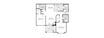 a floor plan of a house with bedrooms and a living room