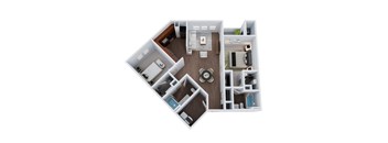 B3 - Two Bedroom Two Bathroom Floor Plan at The Confluence at Norwalk, Norwalk