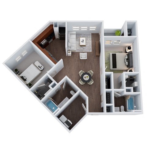 B3 - Two Bedroom Two Bathroom Floor Plan at The Confluence at Norwalk, Norwalk
