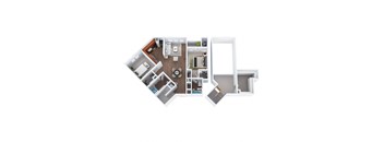 B3-1L - Two Bedroom Two Bathroom Loft Floor Plan at The Confluence at Norwalk, Norwalk