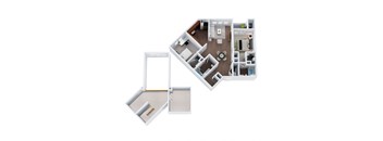 B3.L- Two Bedroom Two Bathroom Loft Floor Plan at The Confluence at Norwalk, Norwalk