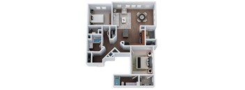 B5.C- Two Bedroom Two Bathroom Floor Plan at The Confluence at Norwalk, Norwalk