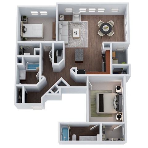 B5.C- Two Bedroom Two Bathroom Floor Plan at The Confluence at Norwalk, Norwalk