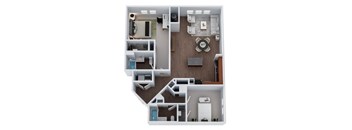B5X- Two Bedroom Two Bathroom Floor Plan at The Confluence at Norwalk, Norwalk