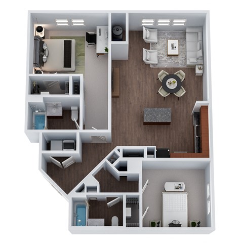 B5X- Two Bedroom Two Bathroom Floor Plan at The Confluence at Norwalk, Norwalk