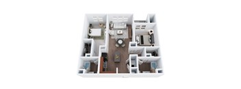 BM2 - Two Bedroom Two Bathroom Floor Plan at The Confluence at Norwalk, Norwalk