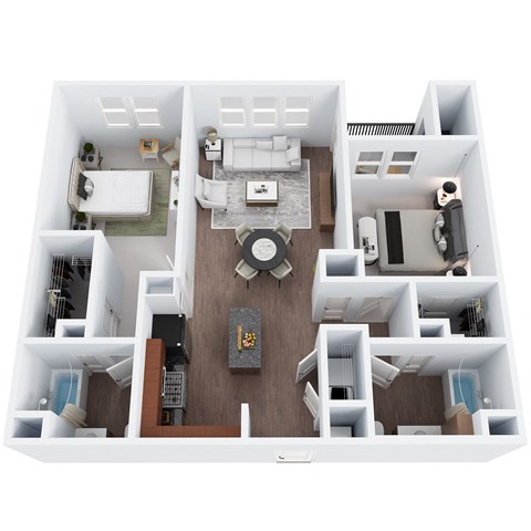 BM2 - Two Bedroom Two Bathroom Floor Plan at The Confluence at Norwalk, Norwalk