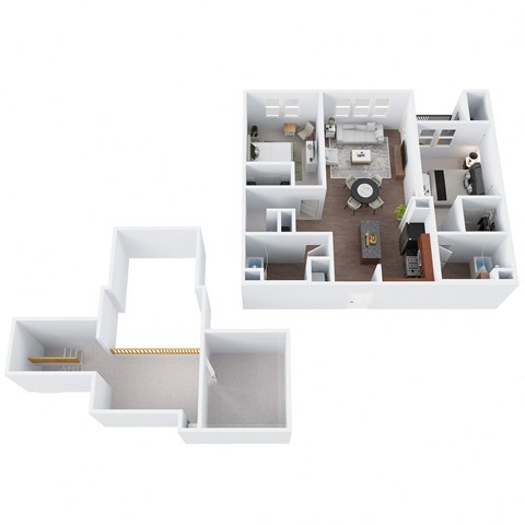 BM2-L - Two Bedroom Two Bathroom Loft Floor Plan at The Confluence at Norwalk, Norwalk