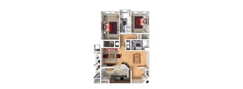 The Berkshire - Two Bedroom Two Bathroom + Foyer Floor Plan at Queens Gate Apartments