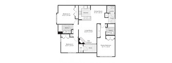 a floor plan of a house with bedrooms and a living room