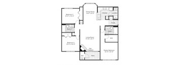 a floor plan of a house with a combination of bedrooms and a living room