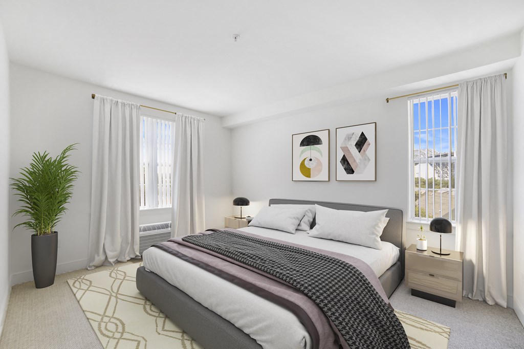 Beautiful bright bedroom with wide window at Bridgepoint at Bayonne, Bayonne NJ, 07002