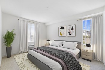 Beautiful bright bedroom with wide window at Bridgepoint at Bayonne, Bayonne NJ, 07002 - Photo Gallery 3