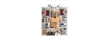 The Cadbury- Two Bedroom Two Bathroom + Den Floor Plan at Queens Gate Apartments