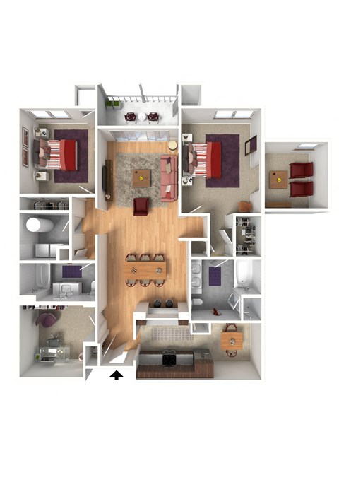 The Dartmouth- Two Bedroom Two Bathroom + Den Floor Plan at Queens Gate Apartments