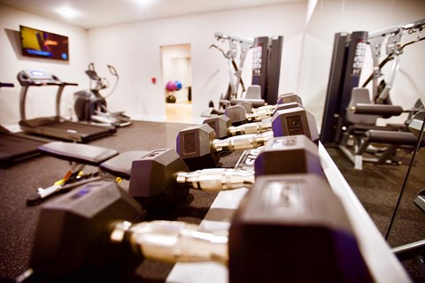 a gym with weights and other exercise equipment