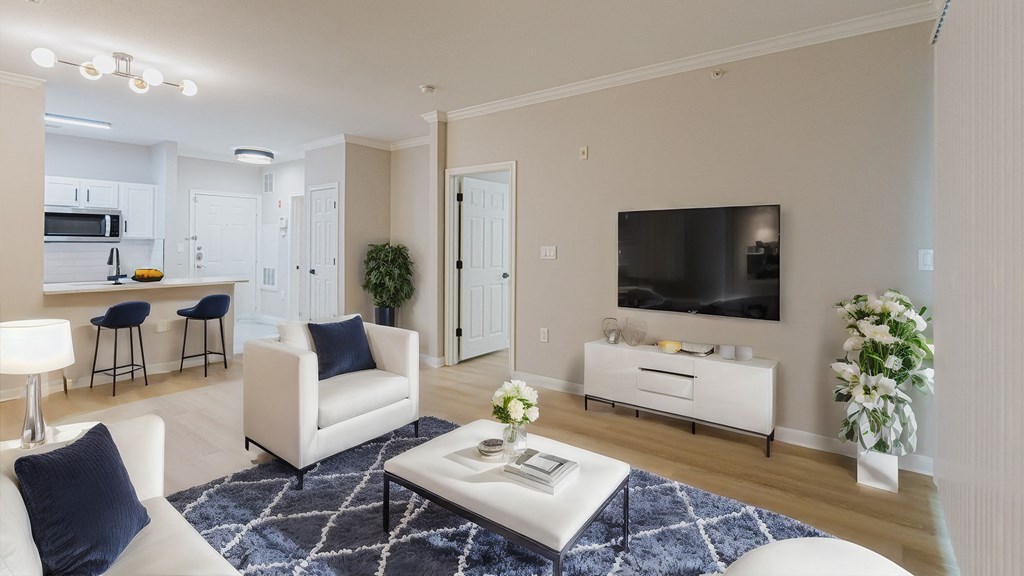 a living room with a couch and a coffee table