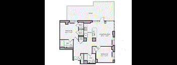 A black and white image of a house floor plan.