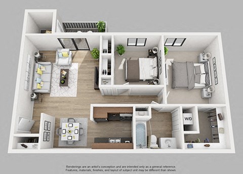 The Crown - Two Bedroom One Bath Floor Plan  at The Crest at Princeton Meadows, Plainsboro, NJ