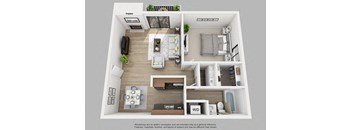 The Pinnacle - One Bedroom - One Bathroom Floor Plan  at The Crest at Princeton Meadows, New Jersey, 08536