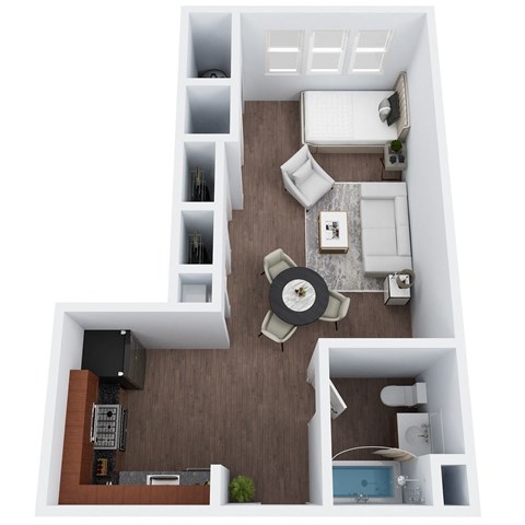 S2 - Studio One Bathroom Floor Plan at The Confluence at Norwalk, Norwalk