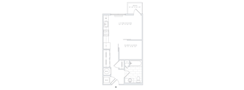 a floor plan of a small apartment with a bedroom and a living room