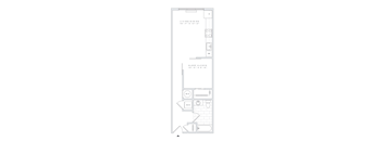 a floor plan of a small apartment with a bedroom and a living room