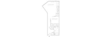 a floor plan of a small house with a bedroom and a bathroom
