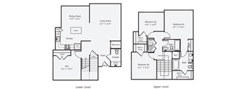 A floor plan of a two-story house with labeled rooms and dimensions.