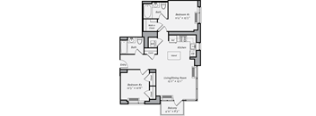 A black and white image of a house floor plan.