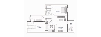 The Oak- One Bedroom One Bathroom Floor Plan at The Village at Bridgewater, Bridgewater