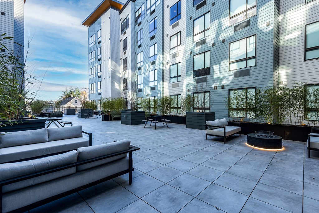 Outdoor Lounge with Firepit at The Botanic, New Jersey
