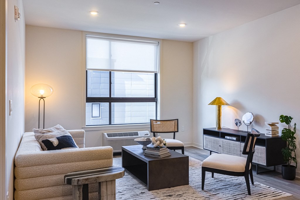 Spacious Living Room with Oversized Windows at The Botanic, New Jersey, 07008