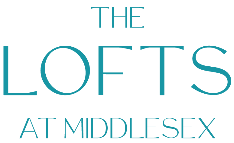The Lofts at Middlesex is written on a green background.