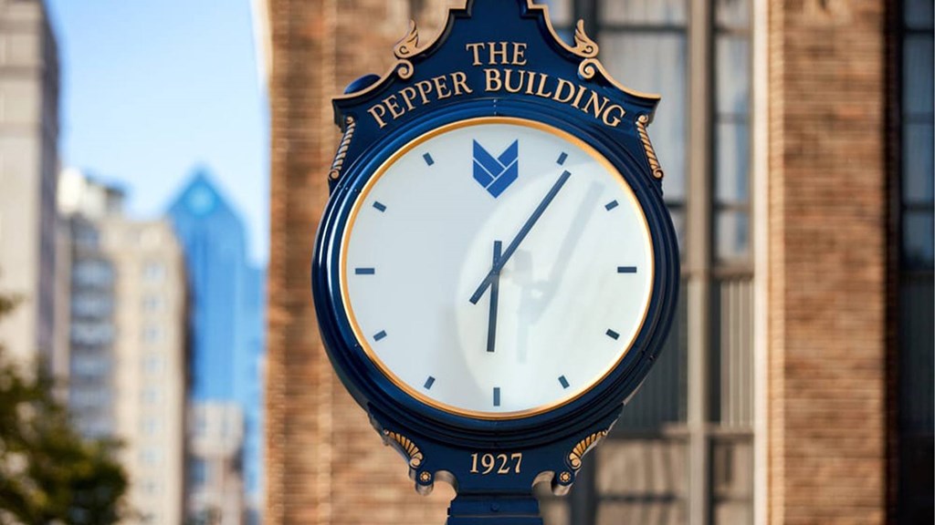 Street clock at The Pepper Building apartments in Rittenhouse Square
