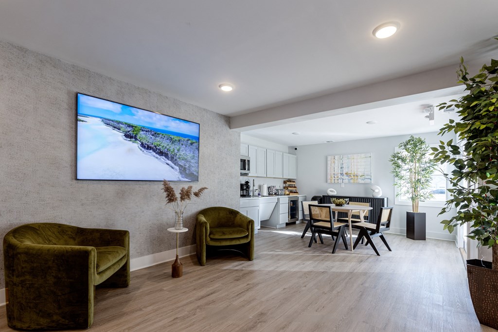 The Village at Bridgewater Upgraded Resident Lounge with TV and Kitchen