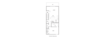 A floor plan of a one bedroom apartment with a median area tenant suite.