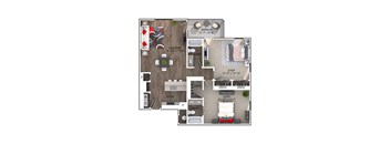 A floor plan of a house with a living room, dining room, kitchen, and three bedrooms.