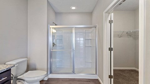 Walk-in shower in an apartment rental in Florence, KY private community