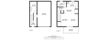 A floor plan of a two-story house with a garage and a balcony.