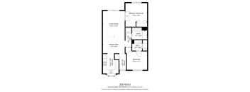 A black and white image of a floor plan for a two bedroom apartment.