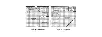 Style A and Style D 1 Bedroom