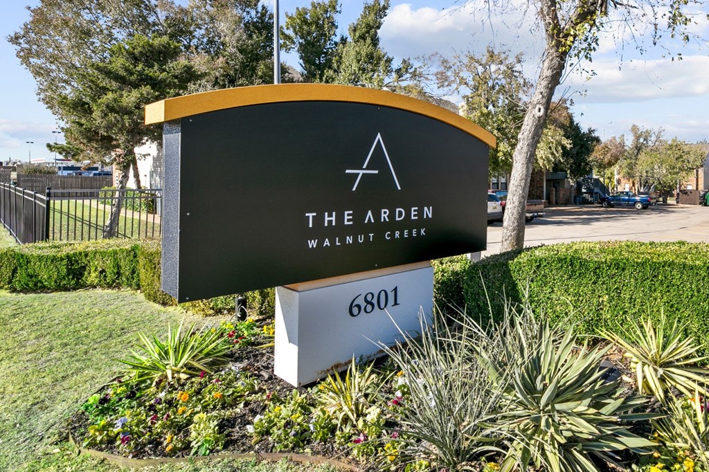 a sign for the arden walnut creek apartments