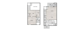 A floor plan of a house with two bedrooms, a study, a bathroom, a porch, a living room, a dining room, a kitchen, a pantry, and storage.