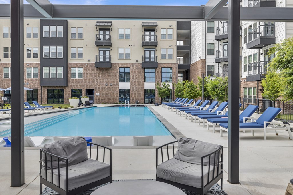 our apartments have a resort style pool with lounge chairs