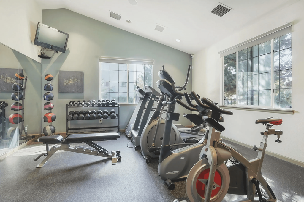 the gym at the enclave at deerwood apartments