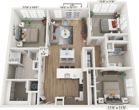 a 1 bedroom floor plan  503 square feet