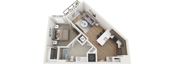 a 2 bedroom floor plan with a bathroom and a living room
